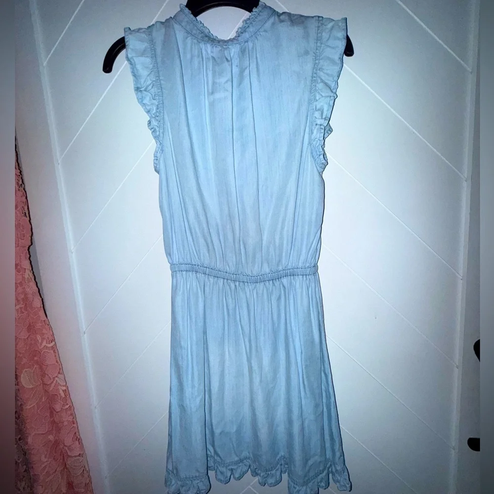 Bella Dahl Ruffle Sleeve Mini Dress Tencel Lycocell small Perennial Blue $165 - Picture 8 of 16